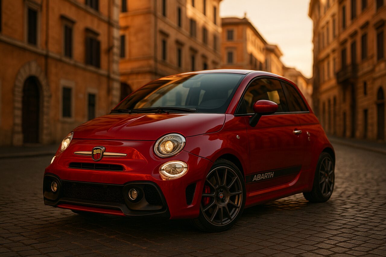 Abarth 595 usato in noleggio a lungo termine su strada italiana a Roma