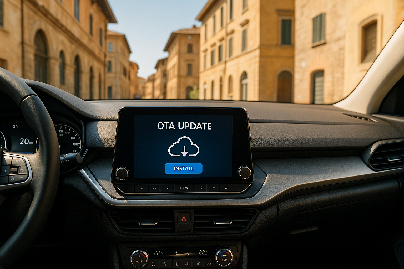 Auto usata con aggiornamento OTA sul display infotainment, noleggio a lungo termine con tecnologia moderna