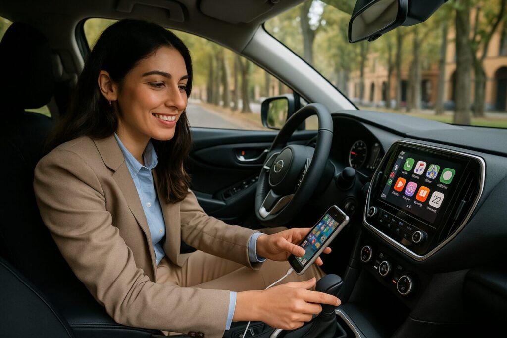 Professionista italiana usa Apple CarPlay su auto seminuova in noleggio a lungo termine senza anticipo