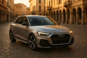 Audi A1 usata in noleggio a lungo termine parcheggiata in centro storico italiano