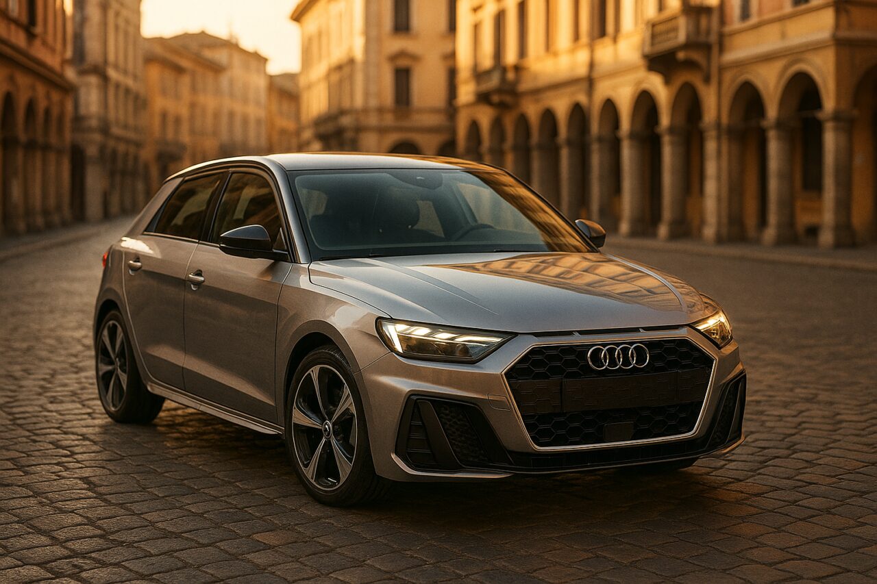 Audi A1 usata in noleggio a lungo termine parcheggiata in centro storico italiano
