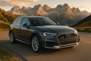 Audi A4 Allroad Quattro usata in noleggio a lungo termine su strada di montagna italiana