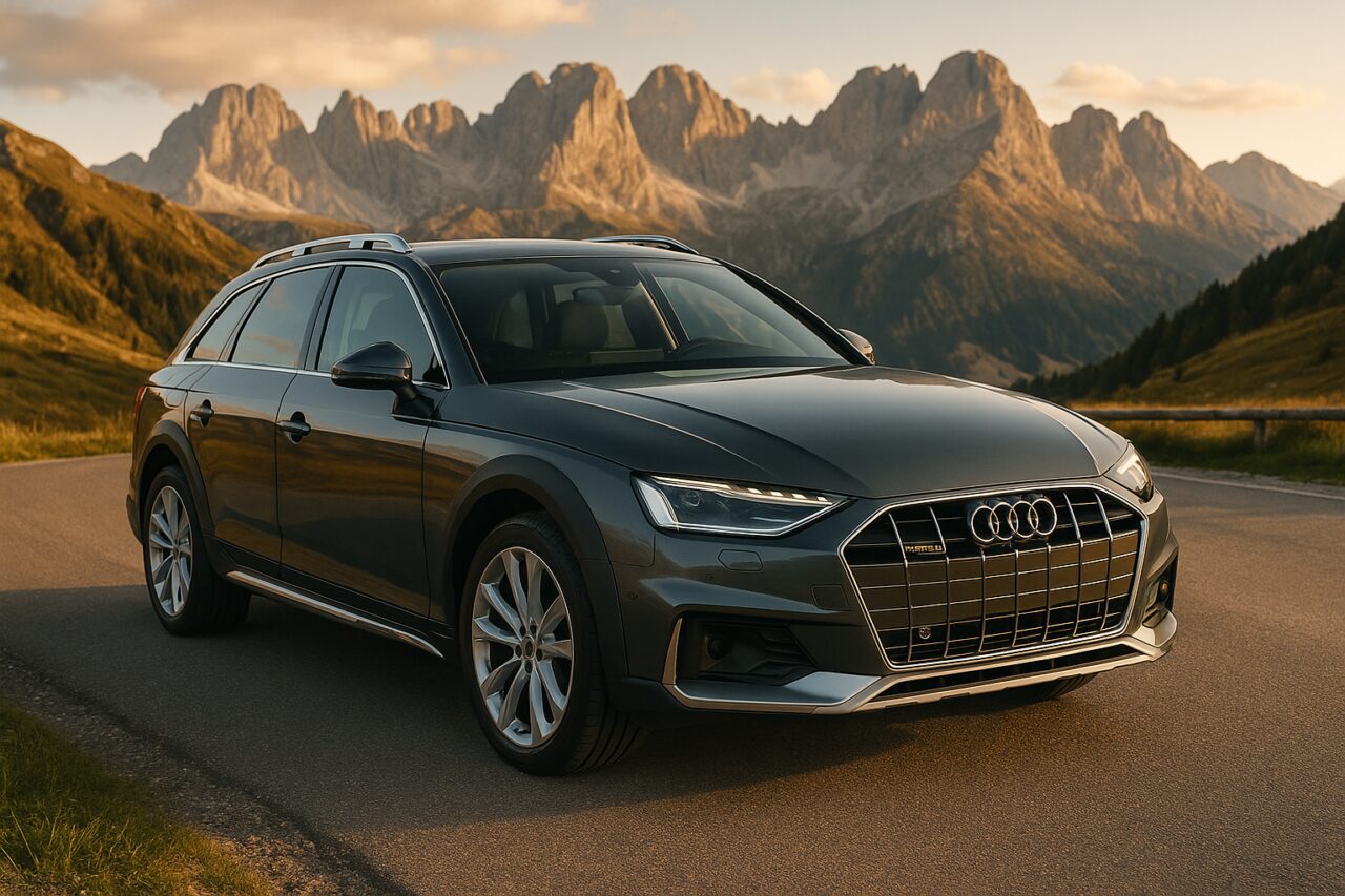 Audi A4 Allroad Quattro usata in noleggio a lungo termine su strada di montagna italiana