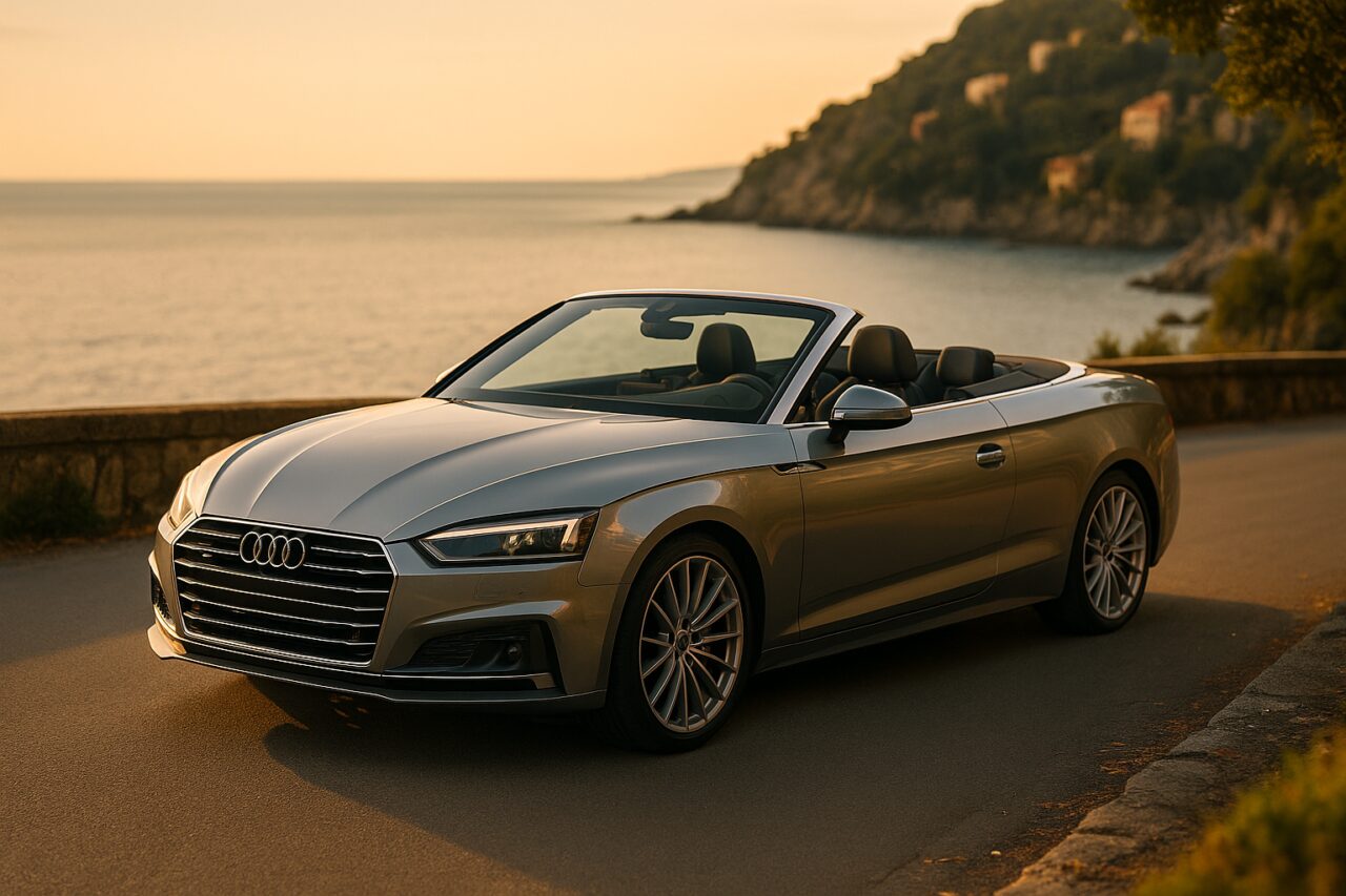 Audi A5 Cabrio usata in noleggio a lungo termine su strada costiera italiana
