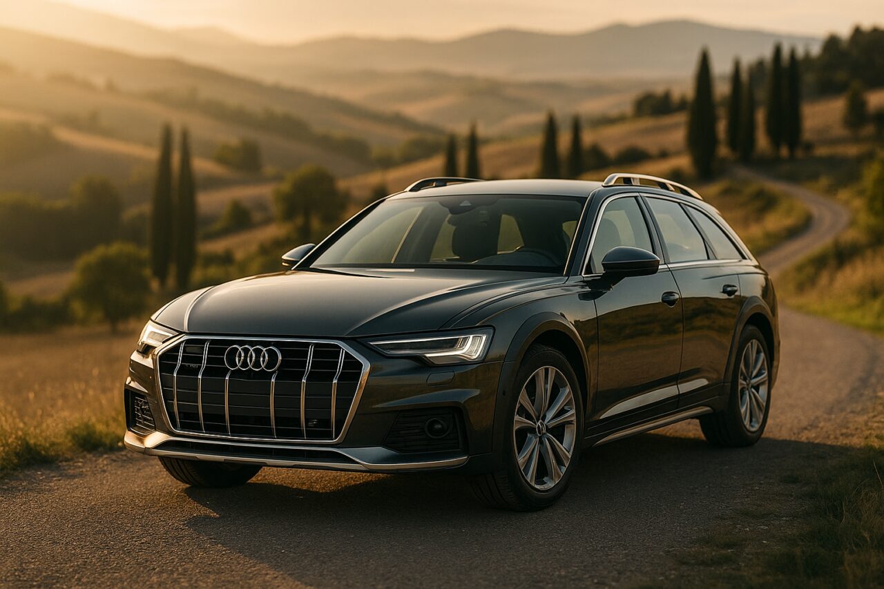 Audi A6 Allroad Quattro usata in noleggio a lungo termine su strada di montagna italiana