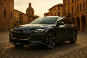 Audi e-tron usato in noleggio a lungo termine parcheggiato in una città italiana