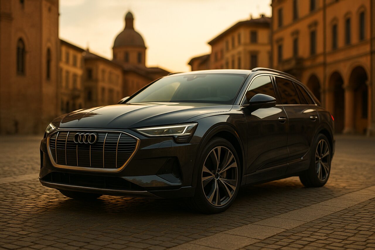 Audi e-tron usato in noleggio a lungo termine parcheggiato in una città italiana