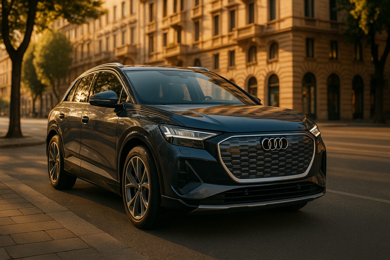 Audi Q4 e-tron usato in noleggio a lungo termine parcheggiato in una città italiana