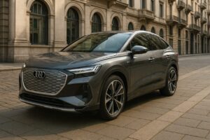 Audi Q4 Sportback e-tron in noleggio a lungo termine - vista frontale su strada italiana