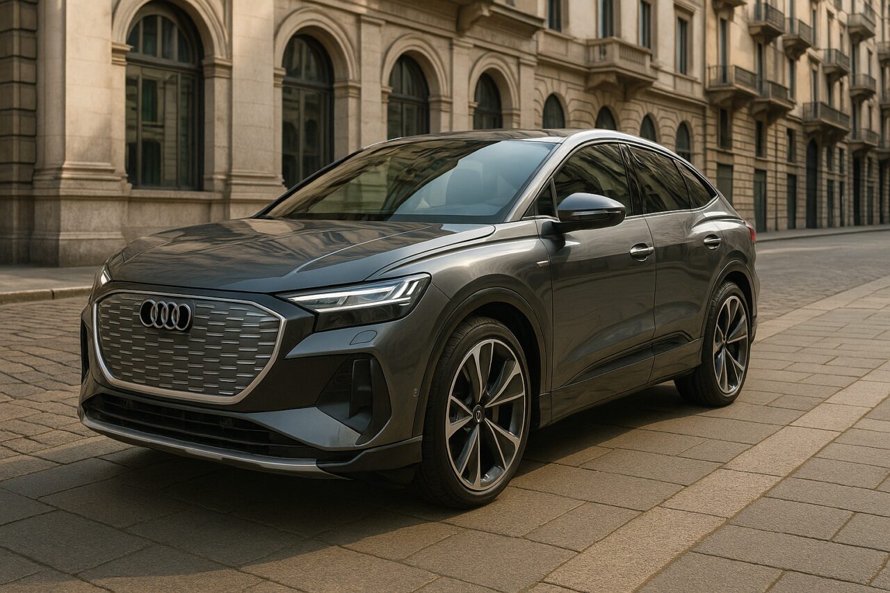Audi Q4 Sportback e-tron in noleggio a lungo termine - vista frontale su strada italiana
