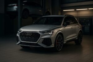 Audi RS Q3 in officina specializzata per noleggio lungo termine auto sportive usate
