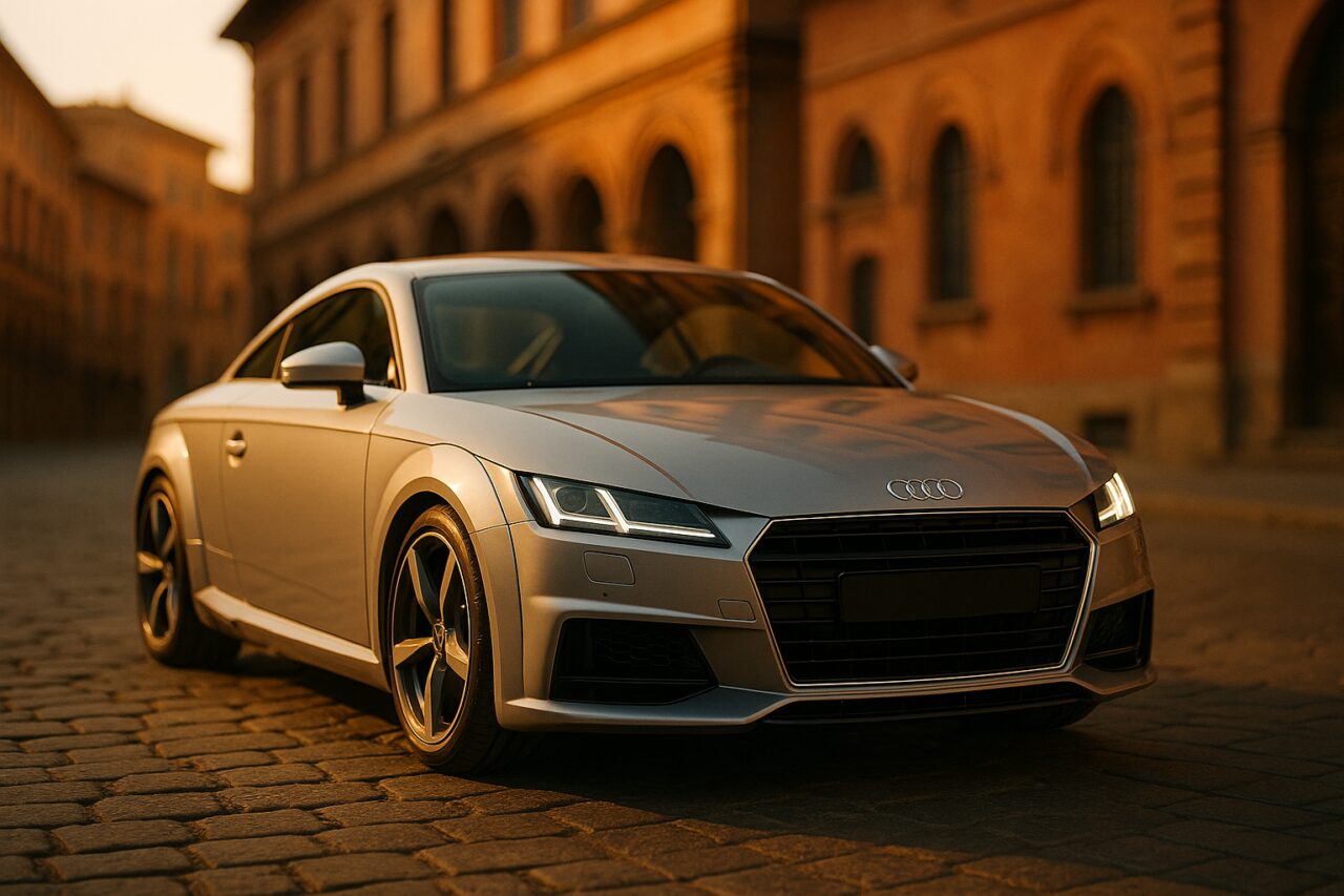 Audi TT Coupé usata parcheggiata su strada storica italiana in noleggio a lungo termine