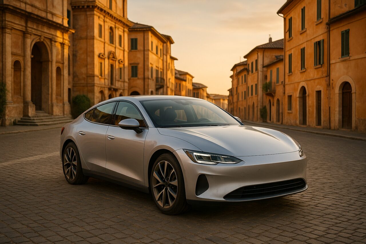 Auto elettrica usata in noleggio a lungo termine su strada italiana