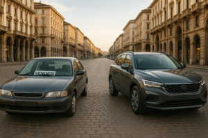 Confronto tra auto usata ex noleggio in vendita e auto km0 in noleggio a lungo termine su strada italiana