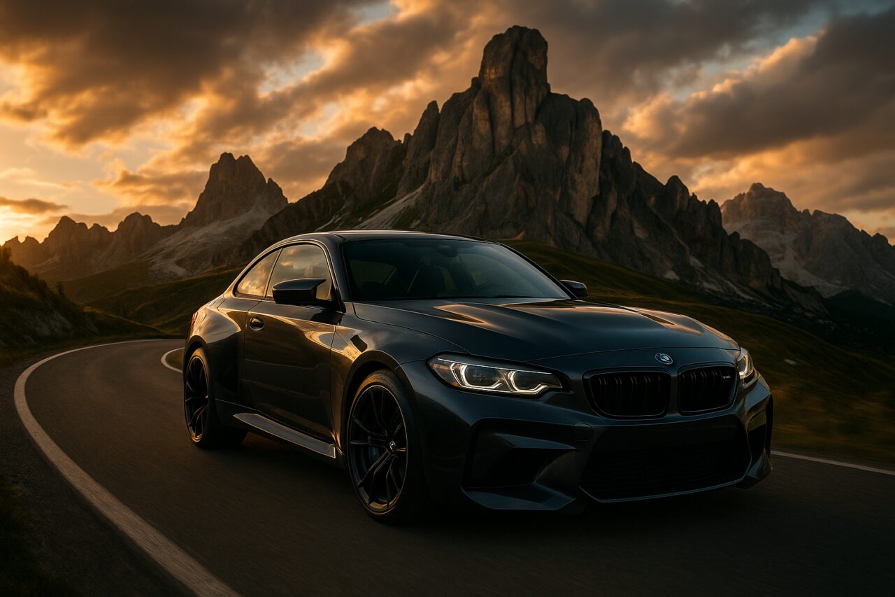 BMW M2 usata in noleggio a lungo termine su strada italiana di montagna