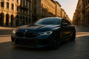 BMW M8 Competition Gran Coupé usata in noleggio a lungo termine su boulevard italiano