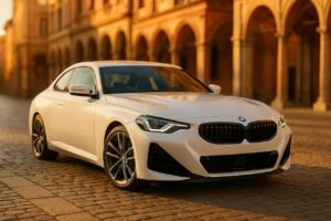 BMW Serie 2 Coupé usata in noleggio a lungo termine parcheggiata in una via storica italiana