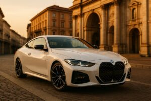 BMW Serie 4 Coupé usata in noleggio a lungo termine parcheggiata in una strada italiana