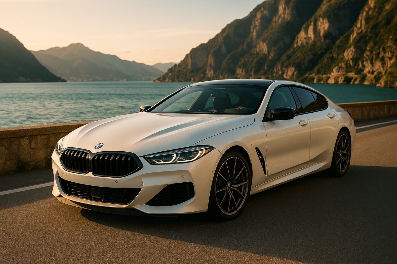BMW Serie 8 Gran Coupé usata in noleggio a lungo termine su strada panoramica italiana