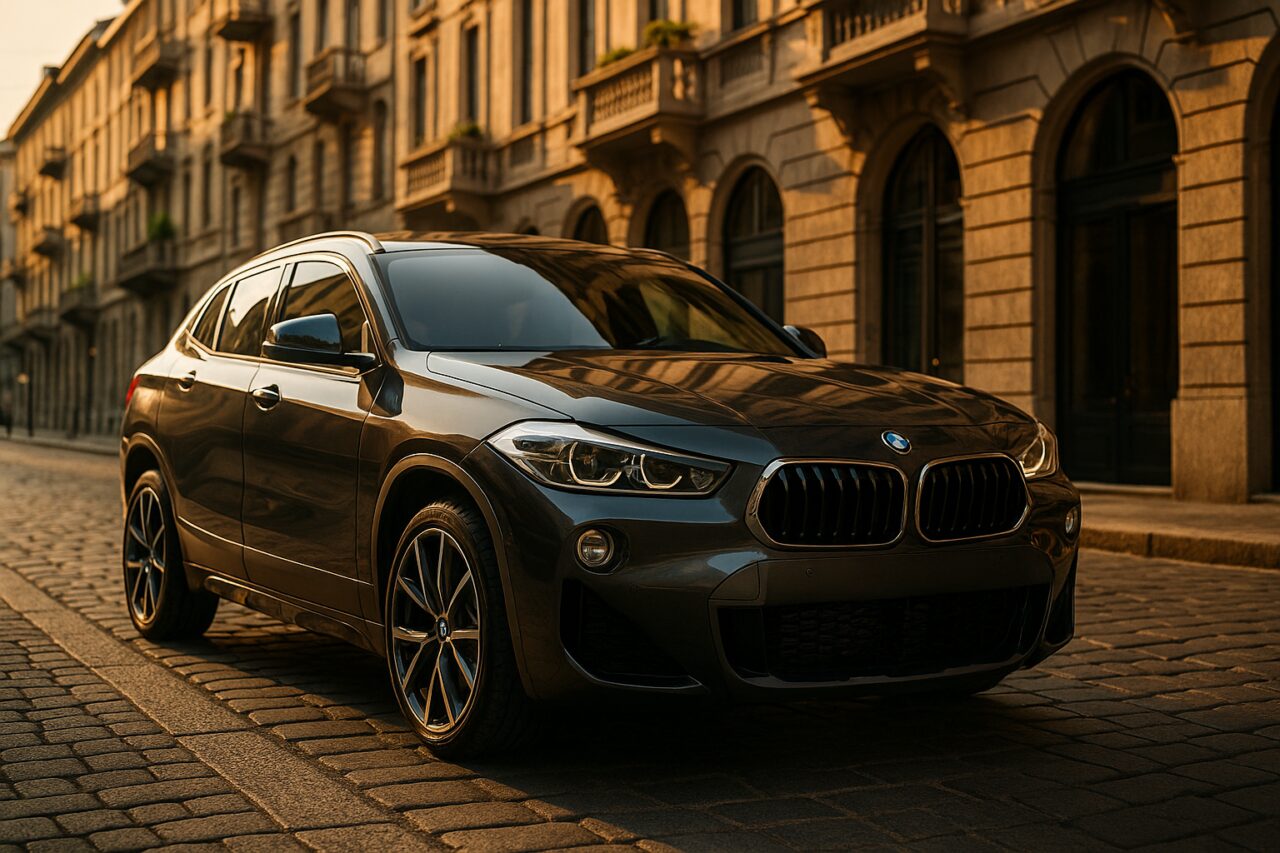 BMW X2 usato in noleggio a lungo termine parcheggiato in una strada italiana