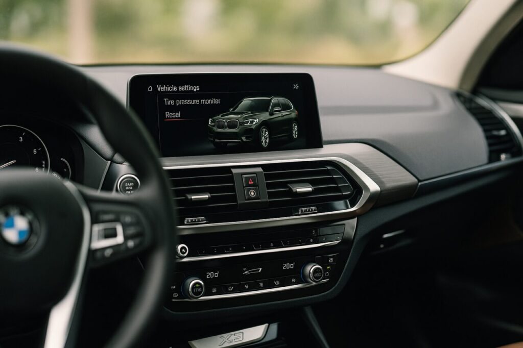 Schermo iDrive BMW X3 per reset spia tagliando e pressione pneumatici fai da te