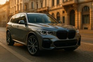 BMW X5 ibrido plug-in in noleggio a lungo termine su strada italiana a Milano