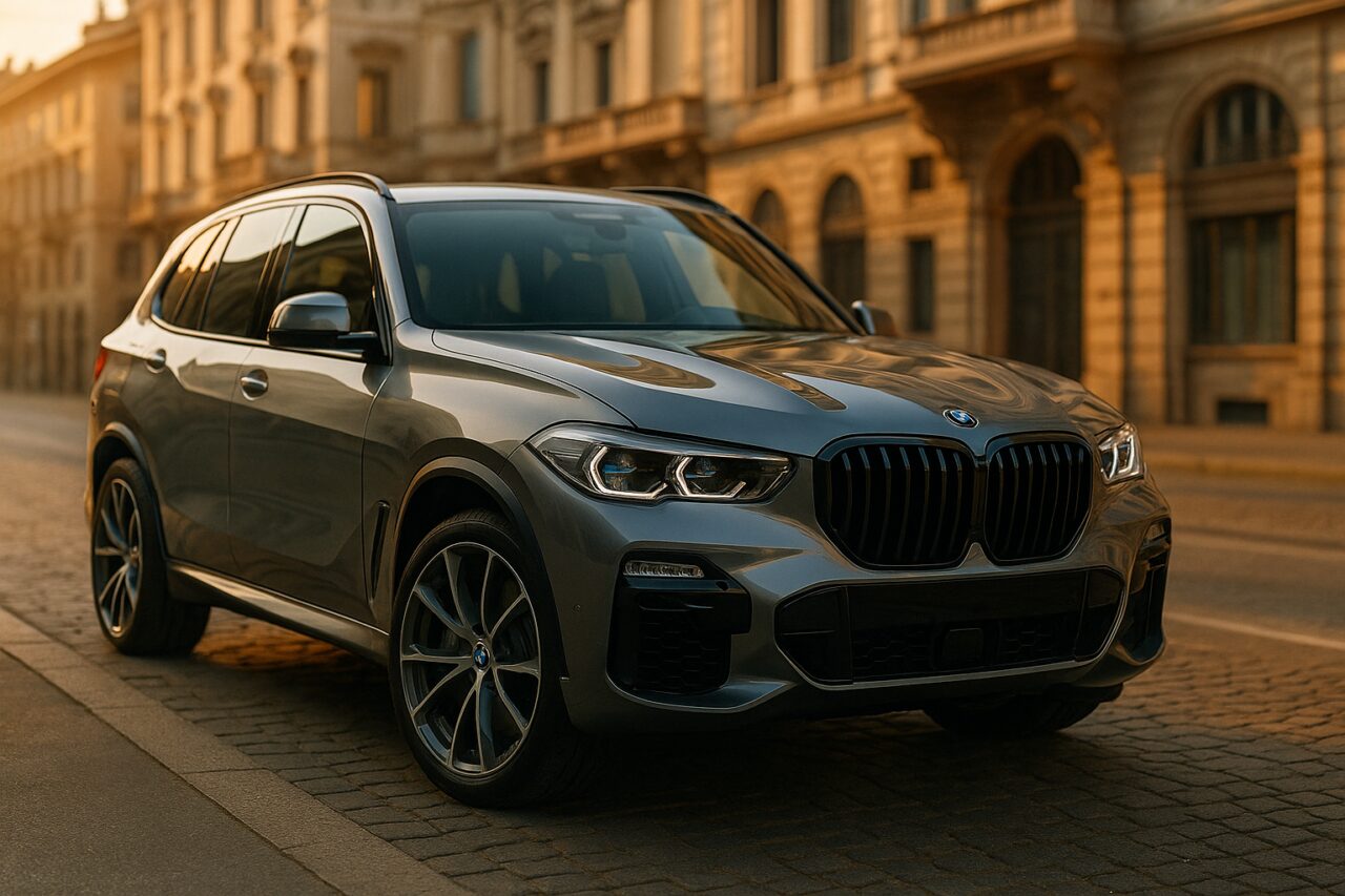 BMW X5 ibrido plug-in in noleggio a lungo termine su strada italiana a Milano