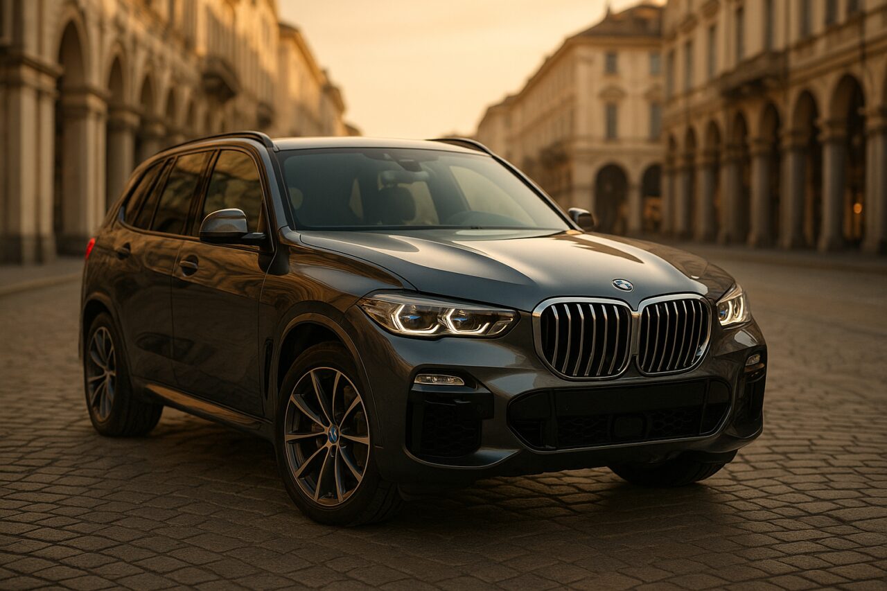 BMW X5 usata in noleggio a lungo termine su strada italiana, SUV premium km0 NLT
