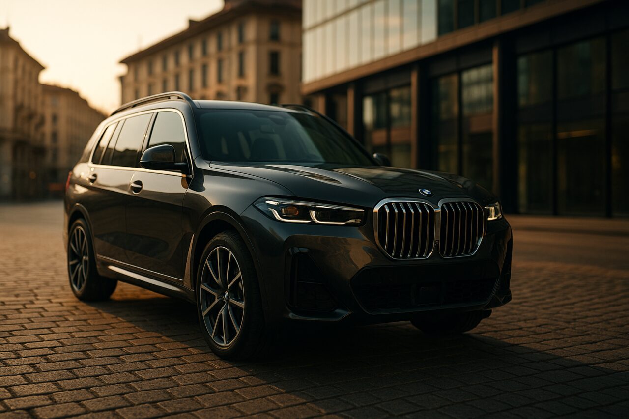 BMW X7 usato in noleggio a lungo termine su strada italiana a Milano