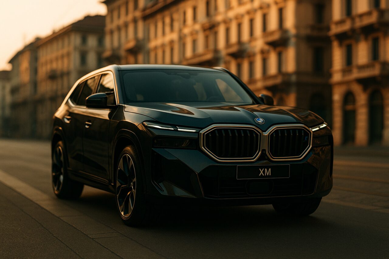 BMW XM Ibrido Plug-in in noleggio a lungo termine parcheggiato su un viale elegante di Milano