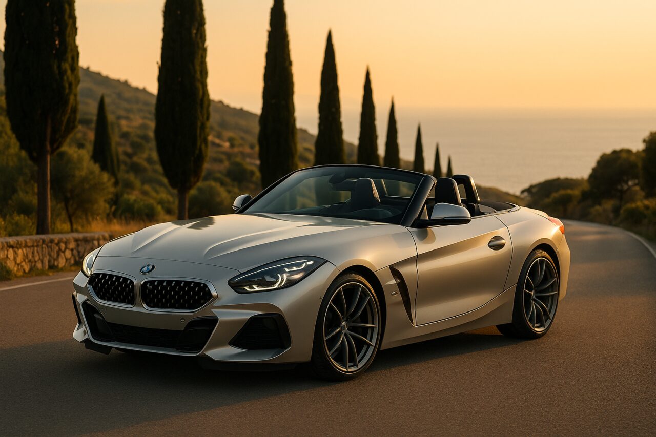 BMW Z4 roadster usata in noleggio a lungo termine su strada italiana panoramica
