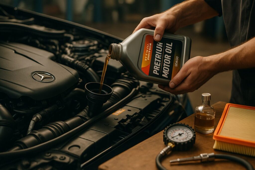 Cambio olio motore Mercedes Classe C All-Terrain con lubrificante omologato MB 229.51 in officina italiana