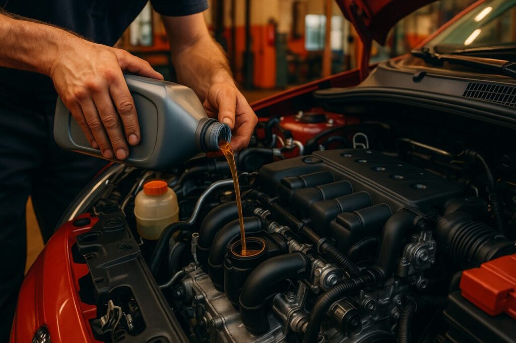 Sostituzione olio motore tre cilindri citycar usata manutenzione NLT