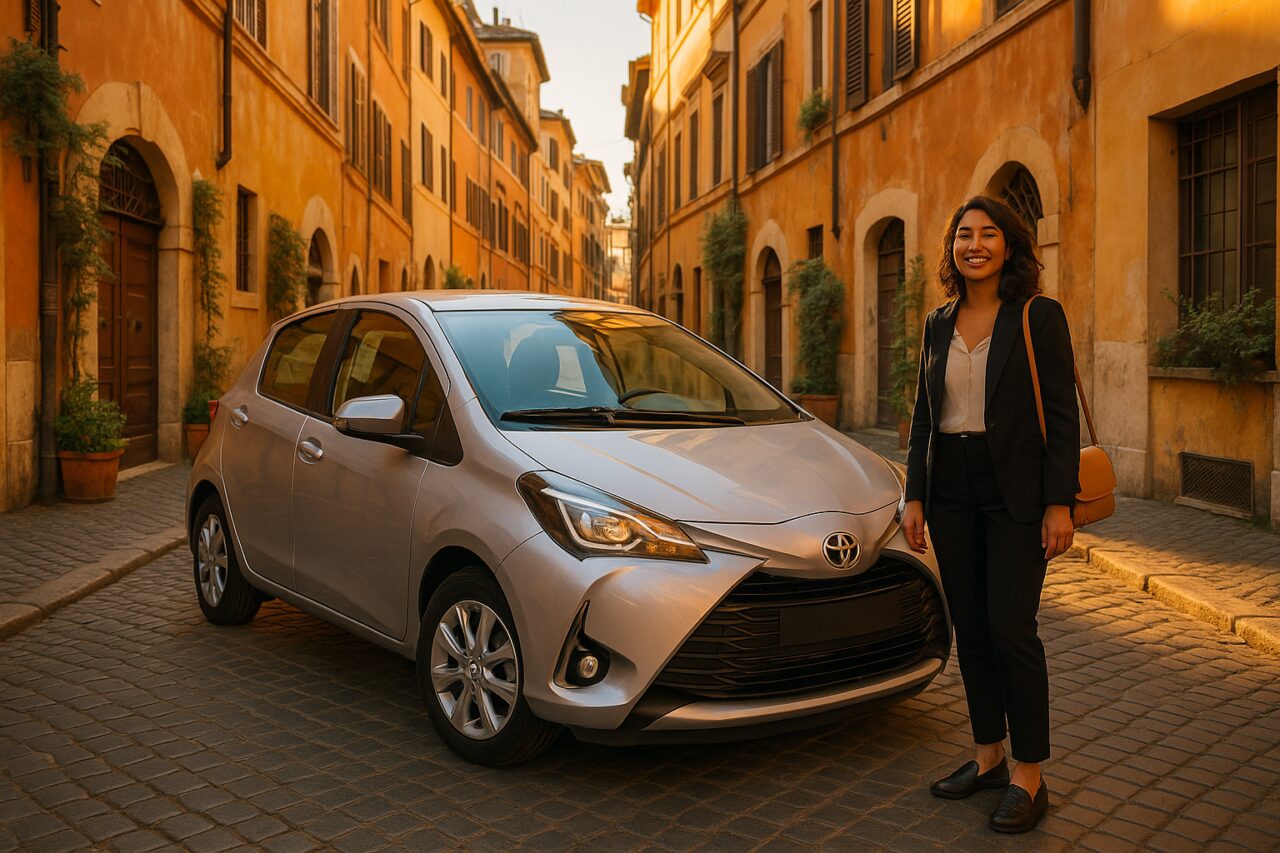 City car usata a noleggio lungo termine parcheggiata in una strada italiana