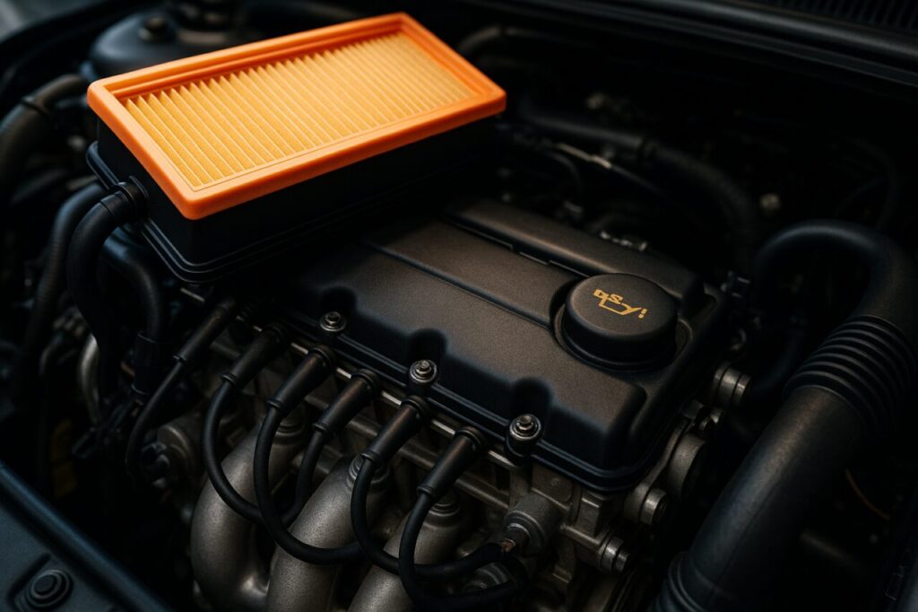 Componenti motore auto usata, filtro aria, candele, manutenzione ordinaria noleggio lungo termine