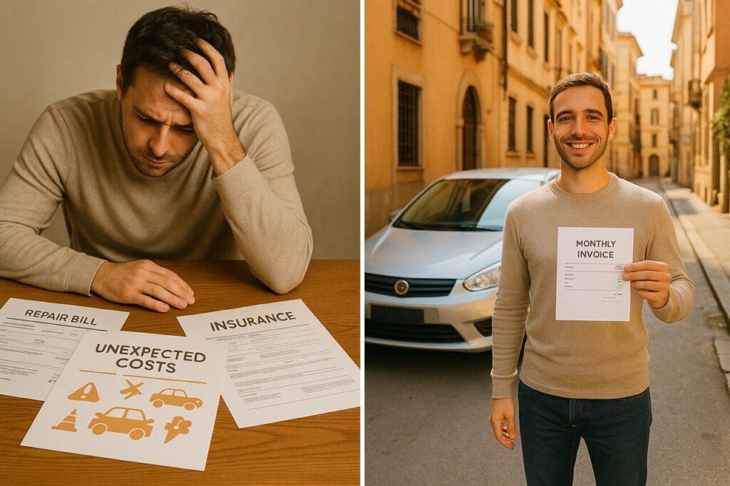 Confronto tra acquisto auto usata e noleggio a lungo termine NLT risparmio mensile