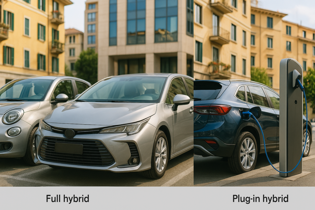 Confronto tra auto Mild Hybrid, Full Hybrid e Plug-in Hybrid in noleggio a lungo termine