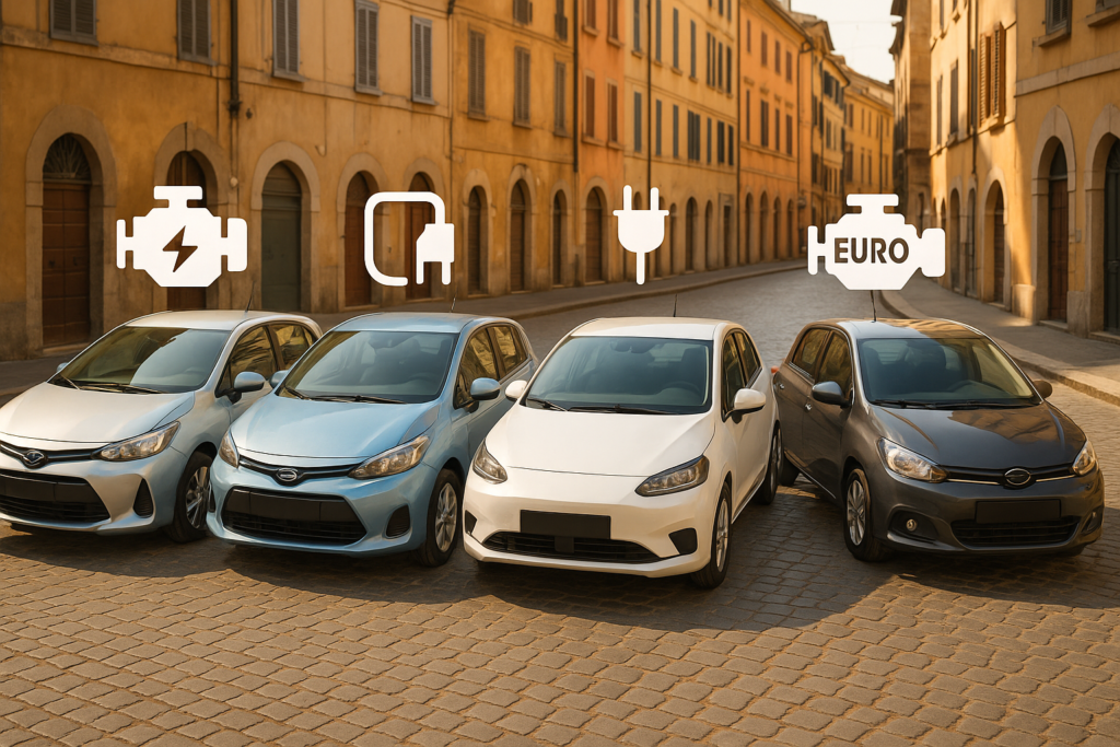 Confronto motorizzazioni auto usate ibrido elettrico diesel Euro 6 per noleggio a lungo termine in Italia