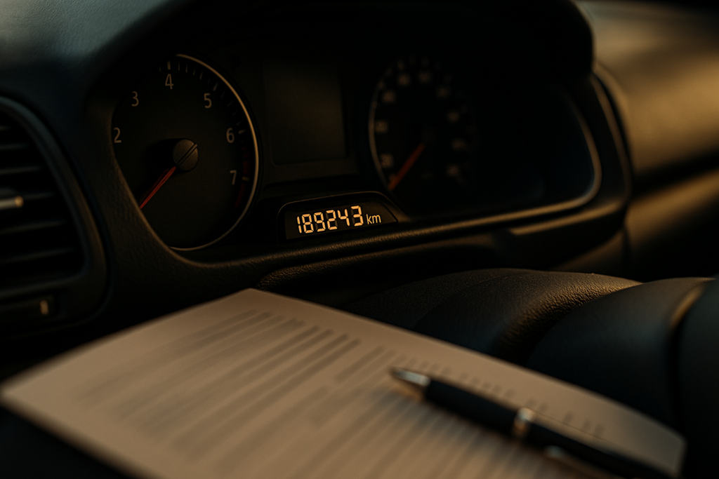 Contachilometri auto con eccesso di chilometraggio e contratto NLT sul sedile