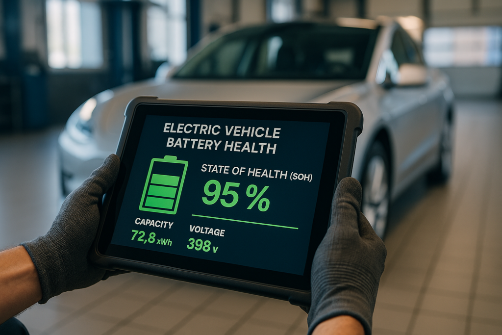Controllo stato batteria auto elettrica usata per noleggio lungo termine