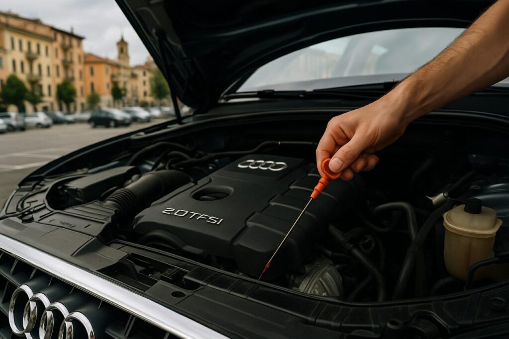 Controllo livello olio motore Audi Q5 TFSI usato, manutenzione preventiva