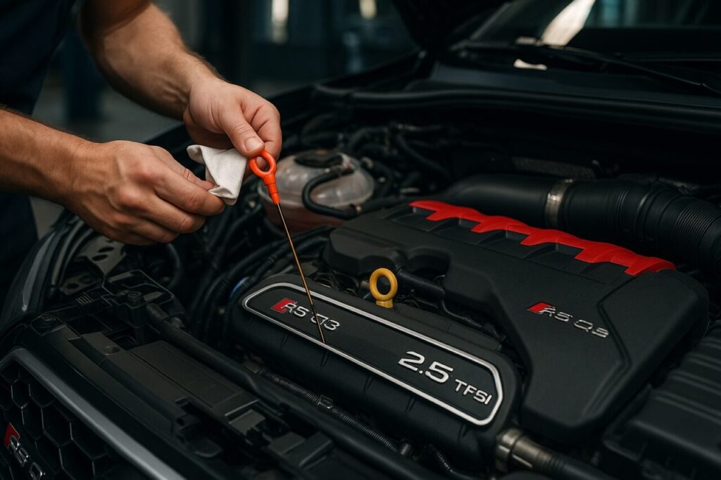 Controllo olio motore Audi RS Q3 noleggio lungo termine manutenzione inclusa