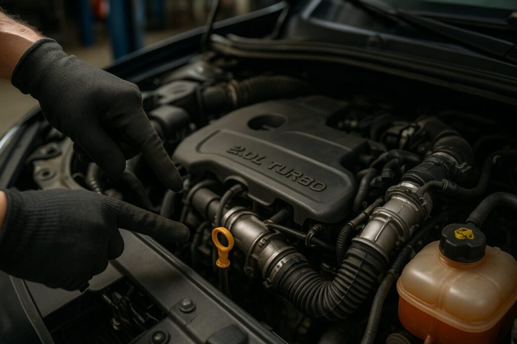 Controllo fluidi e olio motore Hyundai i30 N in officina specializzata
