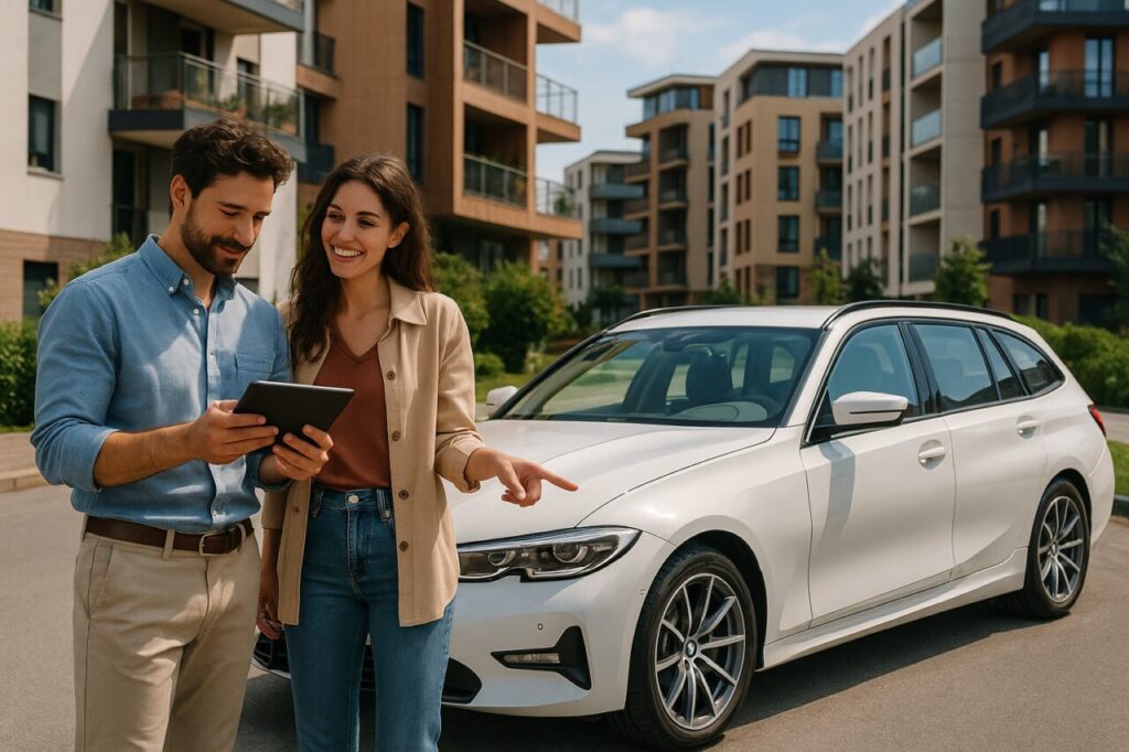 Coppia italiana con BMW Serie 3 Touring in noleggio a lungo termine senza anticipo