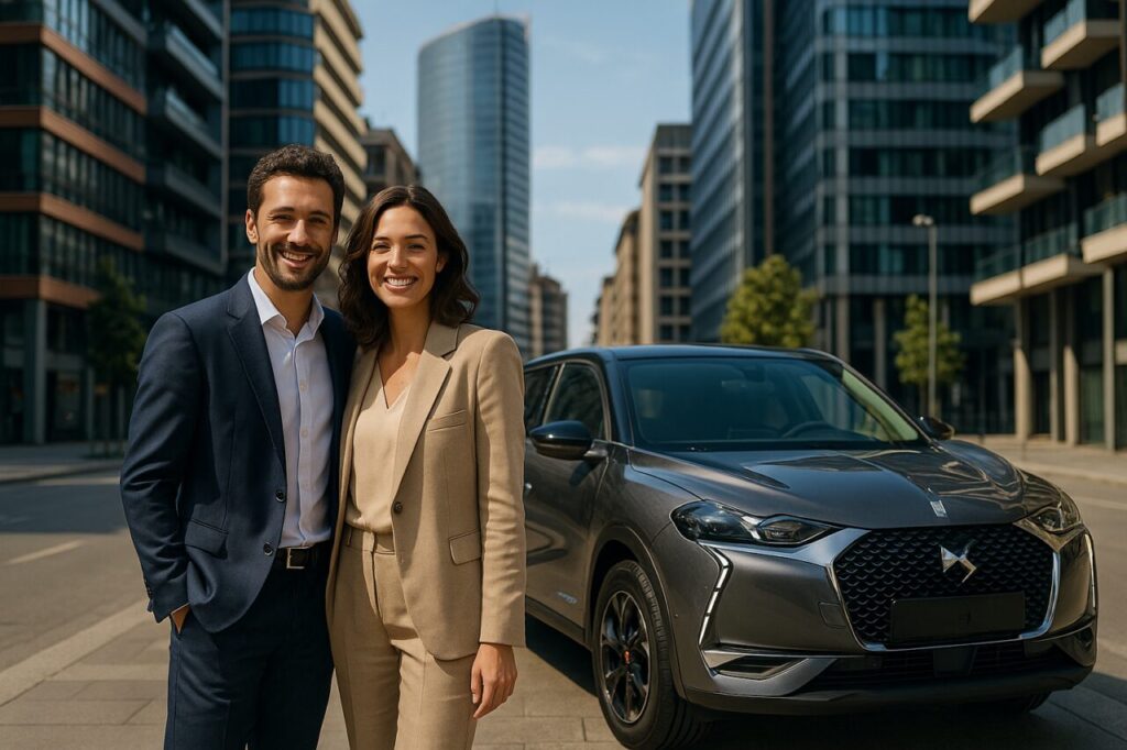 Coppia italiana soddisfatta con DS 3 Crossback km0 in noleggio a lungo termine senza anticipo