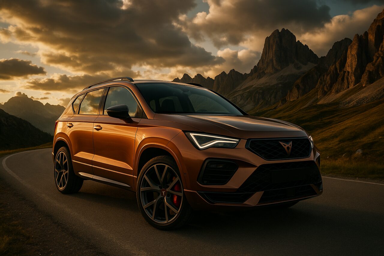 Cupra Ateca usata in noleggio a lungo termine su strada di montagna italiana