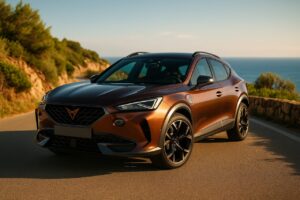 Cupra Formentor PHEV usato in noleggio a lungo termine su strada italiana panoramica