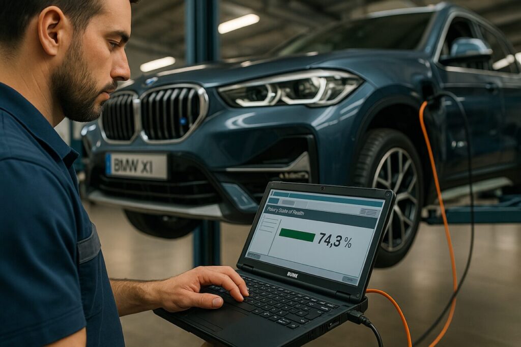 Diagnosi batteria BMW X1 plug-in con strumentazione BMW ISTA in officina italiana
