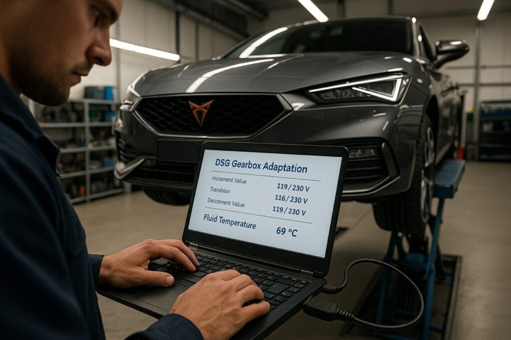 Meccanico italiano esegue diagnosi VCDS sul cambio DSG del Cupra León usato