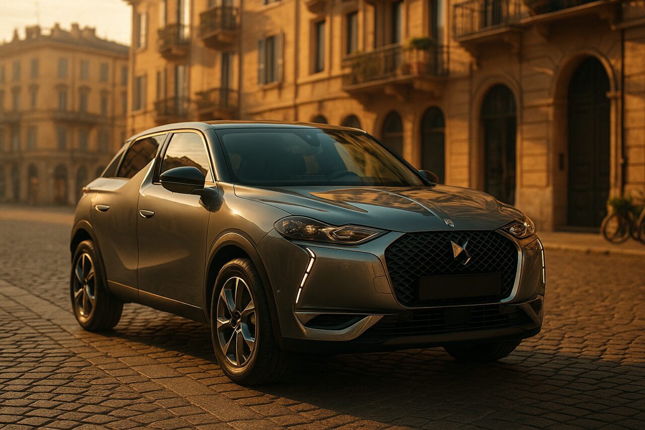 DS 3 Crossback SUV usato in noleggio a lungo termine parcheggiato in una via italiana